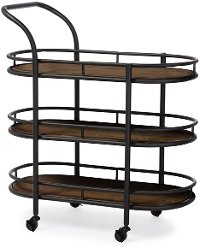 6647-RCW Antique Black Mobile Kitchen Bar/ Wine Cart - Karlin-3
