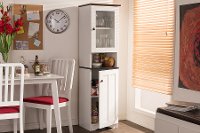 6521-RCW White Buffet and Hutch Kitchen Cabinet - Lauren