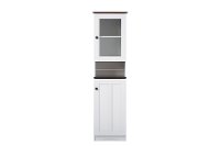 6521-RCW White Buffet and Hutch Kitchen Cabinet - Lauren-2
