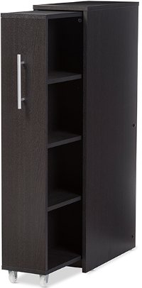 6473-RCW Dark Brown Wood Single Door Bookcase - Lindo-4
