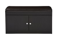 6475-RCW Dark Brown Shoe Cabinet Seating Bench - Margaret