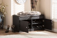 6475-RCW Dark Brown Shoe Cabinet Seating Bench - Margaret-5
