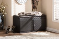 6475-RCW Dark Brown Shoe Cabinet Seating Bench - Margaret-6