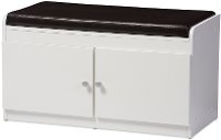 6476-RCW White Shoe Cabinet Seating Bench - Margaret