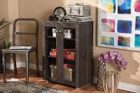 6496-RCW Dark Brown Storage Cabinet with Glass Doors - Mason