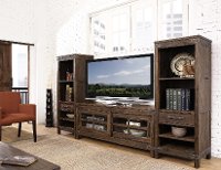 3PC/CNSL/L&RPIER Rustic Brown 3 Piece Walnut Entertainment Center - New Castle