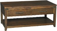 6268-874 Rustic Brown Coffee Table on Wheels - New Castle