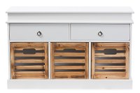 6548-RCW White/ Natural 5-Drawer Storage Bench - Rochefort