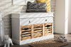 6548-RCW White/ Natural 5-Drawer Storage Bench - Rochefort-6