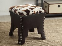 6381-RCW Cow Print and Brown Faux Leather Stool - Sally-4