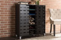 6477-RCW Dark Brown Shoe Cabinet with Open Shelves - Shirley-2