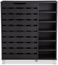 6477-RCW Dark Brown Shoe Cabinet with Open Shelves - Shirley-3