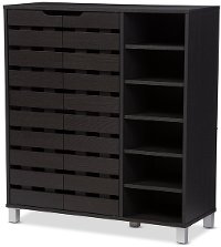 6477-RCW Dark Brown Shoe Cabinet with Open Shelves - Shirley-4