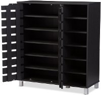 6477-RCW Dark Brown Shoe Cabinet with Open Shelves - Shirley-5