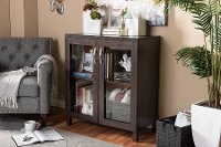 6499-RCW Dark Brown Cabinet with Glass Doors - Sintra