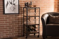 6646-RCW Antique Black Wood and Metal Storage Shelf - Swanson