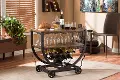 6643-RCW Metal and Wood Wheeled Wine Rack Cart - Triesta