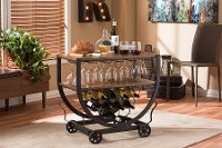 6643-RCW Metal and Wood Wheeled Wine Rack Cart - Triesta