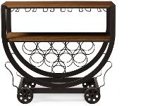 6643-RCW Metal and Wood Wheeled Wine Rack Cart - Triesta-2