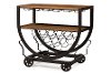 6643-RCW Metal and Wood Wheeled Wine Rack Cart - Triesta-3