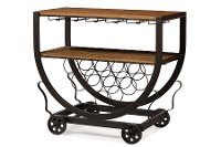 6643-RCW Metal and Wood Wheeled Wine Rack Cart - Triesta-3