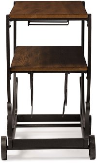 6643-RCW Metal and Wood Wheeled Wine Rack Cart - Triesta-4