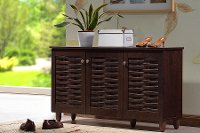 6514-RCW Dark Brown 3-Door Shoe Storage Cabinet - Winda