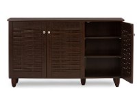 6514-RCW Dark Brown 3-Door Shoe Storage Cabinet - Winda-4