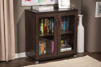 6494-RCW Dark Brown Storage Cabinet with Glass Doors - Zentra
