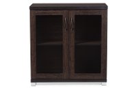 6494-RCW Dark Brown Storage Cabinet with Glass Doors - Zentra-2