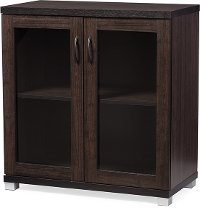 6494-RCW Dark Brown Storage Cabinet with Glass Doors - Zentra-3