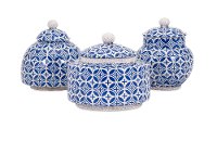 6.5 Inch Blue and White Lidded Jar