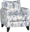 Contemporary Blue and White Leaf Accent Chair - Bryn