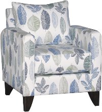 Contemporary Blue and White Leaf Accent Chair - Bryn