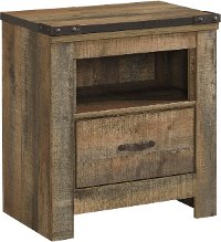 Contemporary Rustic Oak Youth Nightstand - Trinell