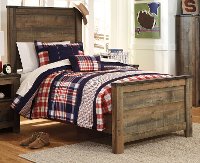 Contemporary Rustic Oak Twin Bed - Trinell