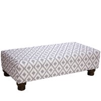 546IKTFRTPWT Ikat Fret Pewter Rectangle Ottoman