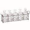 Metal Rectangle Basket with 5 Glass Bottles