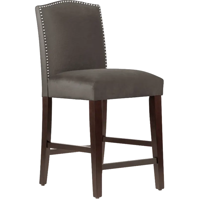 64-7NB-SVMSTCSM Theo Dark Brown Nail Button Back Counter Stool- Skyline Furniture