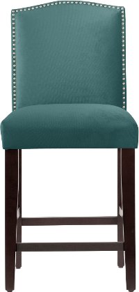 64-7NB-PWMSTPCC Mystere Peacock Nail Button Arched Back - Counter Stool-4