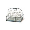 Antique Blue Wire Basket with 6 Bottles