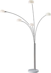 Satin Steel Arc 5 Light Floor Lamp - Luna