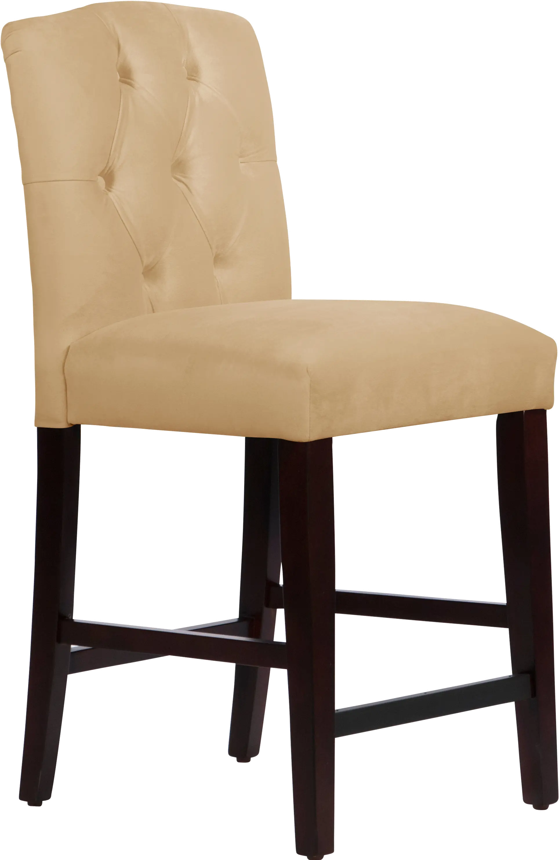 69-7VLVBCK Velvet Buckwheat Tufted Arched Back Counter Stool-1