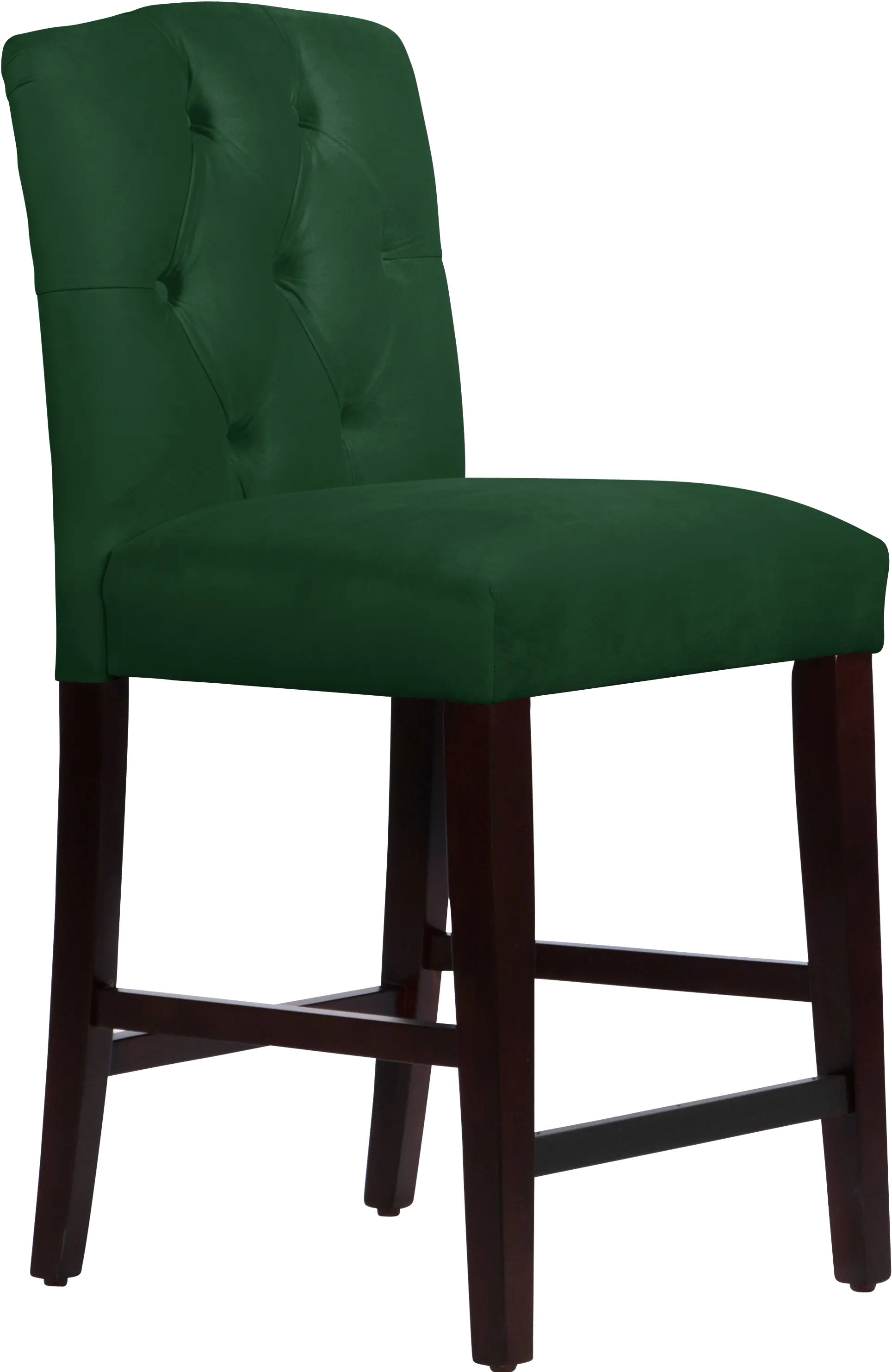 69-7VLVEMR Velvet Emerald Tufted Arched Back Counter Stool-1