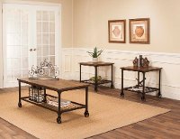 Rustic Elm and Black 3 Piece Coffee Table Set - Craft-2