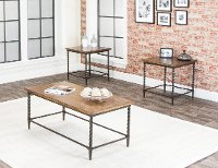 Rustic Oak 3 Piece Coffee Table Set - Pisa