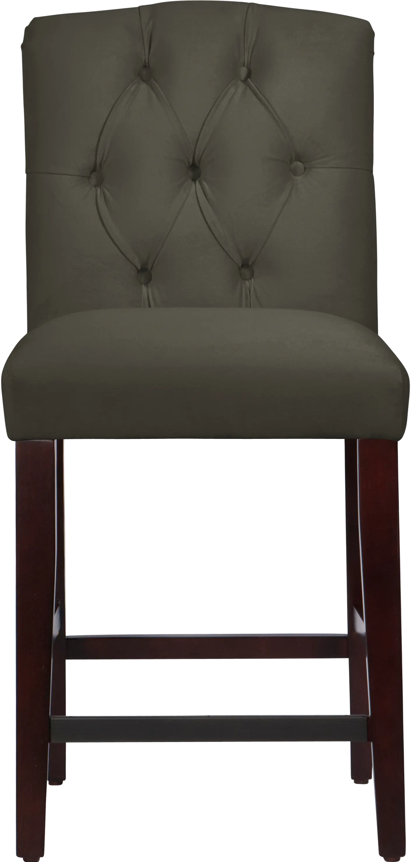 69-7VLVPWT Velvet Pewter Tufted Arched Back Counter Stool-4