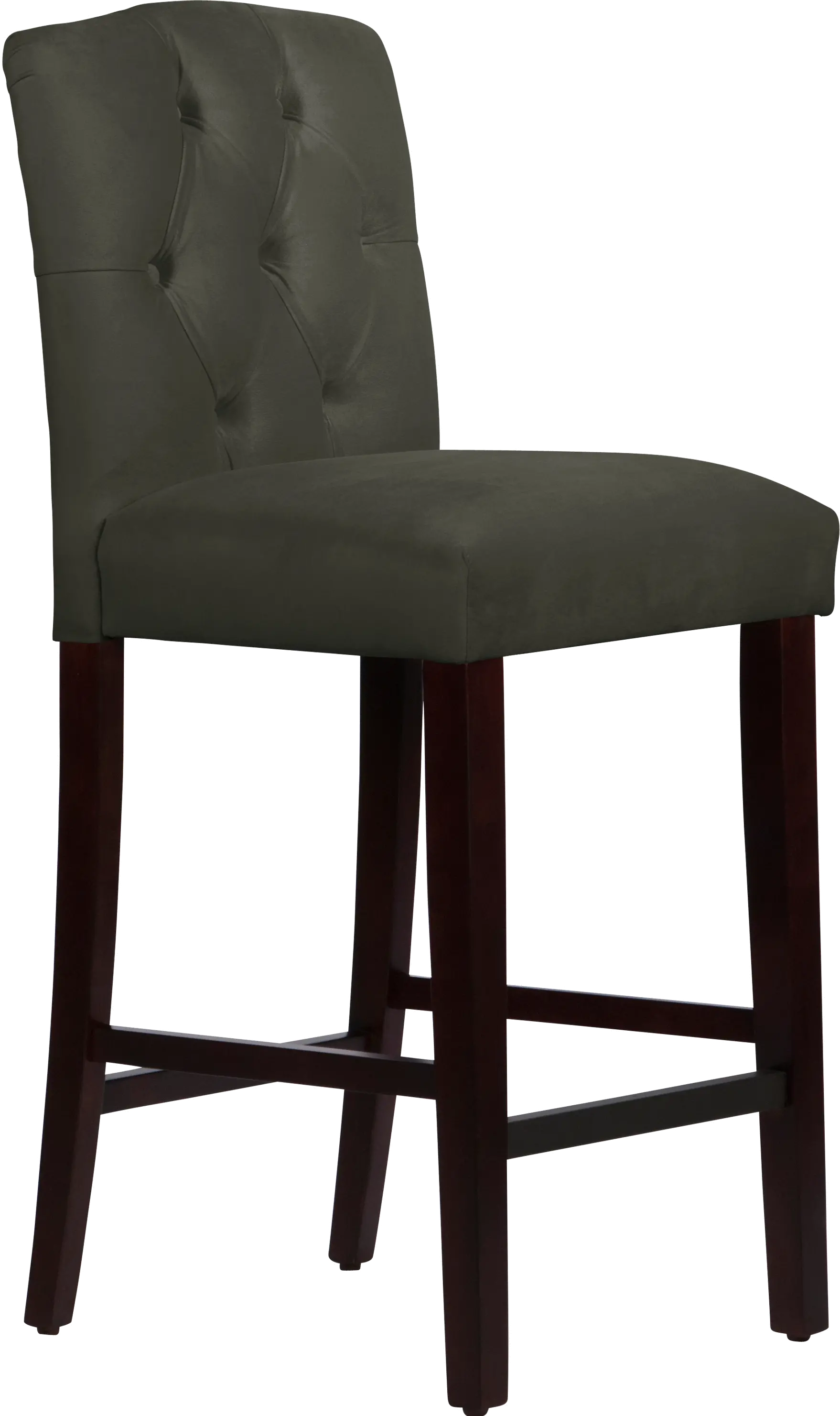 69-8VLVPWT Velvet Pewter Tufted Arched Back Bar Stool-1