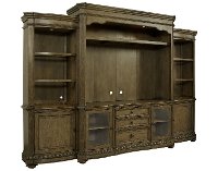 4 Piece Glazed French Pecan Entertainment Center - Touraine
