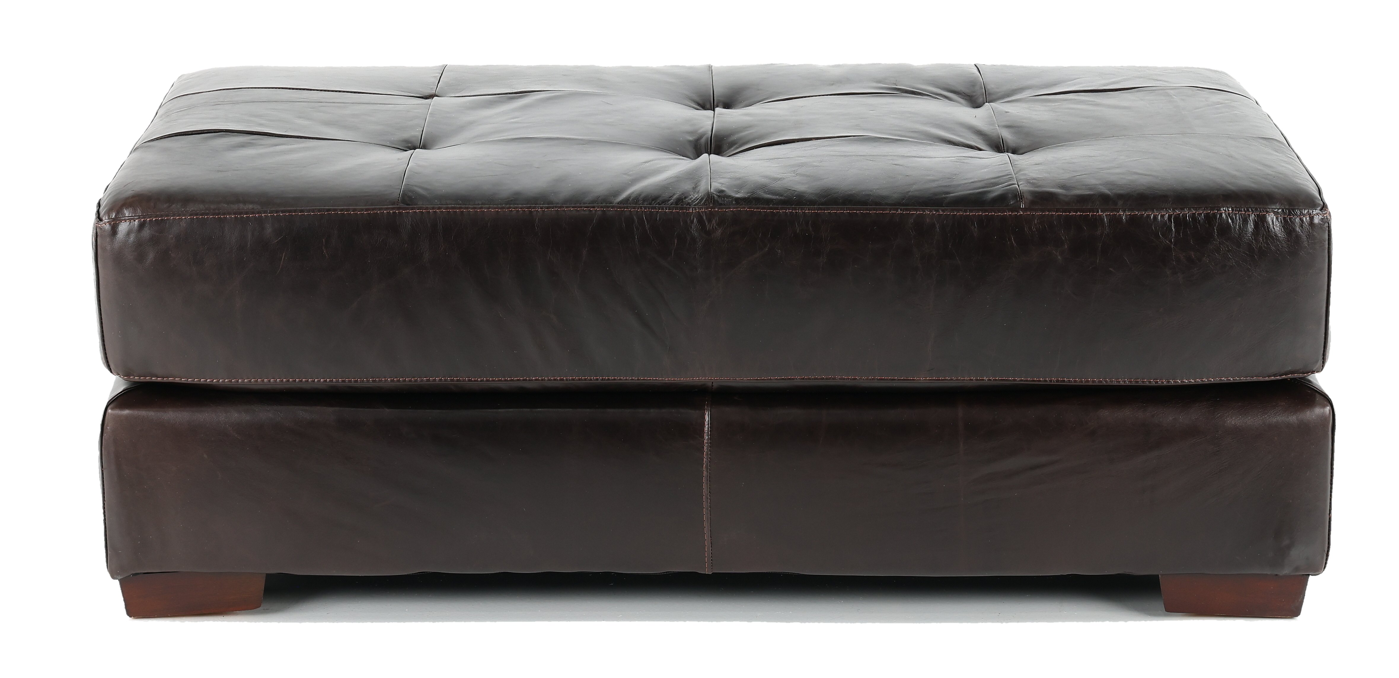 Mayfair Rustic Contemporary Tobacco Brown Leather Ottoman-1